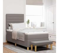 vidaXL Cama Box Spring con Colchón & Banco Gris Claro 80 X 200 cm Tela Muebles Modernos de Interior Confortable Pieza Estilosa para Dormitorio con Funda con Cremallera Protector Marco Topper de Espu