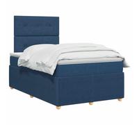 vidaXL Cama Box Spring con colchón con cabecera Azul 120 x 190 cm Tela
