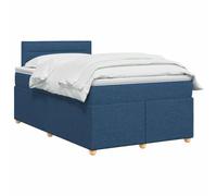 vidaXL Cama Box Spring con colchón con cabecera Azul 120 x 200 cm Tela, Cama Moderna con somier, cabecero Ajustable, colchón Firme, Mueble Ideal para Dormir Bien