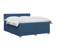 vidaXL Cama Box Spring con colchón con cabecera Azul 140 x 190 cm Tela, Cama Moderna con Base, cabecera Ajustable, Soporte cómodo, Espacio de sueño y Decoraciones geniales