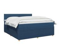 vidaXL Cama Box Spring con colchón con cabecera Azul 140 x 190 cm Tela, Cama Moderna con Resorte, cabecero Ajustable, Marco Acolchado, solución de colchón Firme y cómodo