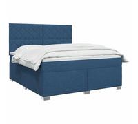 vidaXL Cama Box Spring con colchón con cabecera Azul 140 x 200 cm Tela