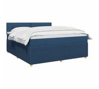 vidaXL Cama Box Spring con colchón con cabecera Azul 140 x 200 cm Tela, Cama Moderna con Resorte, cabecero Ajustable, Marco Acolchado, solución de colchón Firme y cómodo