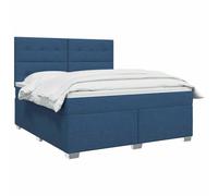 vidaXL Cama Box Spring con colchón con cabecera Azul 140 x 200 cm Tela, Muebles de Dormitorio, Cama Moderna, somier, Marco Ajustable, Comodidad al Dormir, Estilo para casa