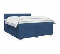 vidaXL Cama Box Spring con colchón con cabecera Azul 160 x 200 cm Tela