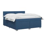vidaXL Cama Box Spring con colchón con cabecera Azul 160 x 200 cm Tela, Cama Moderna con Base, cabecera Ajustable, Soporte cómodo, Espacio de sueño y Decoraciones geniales
