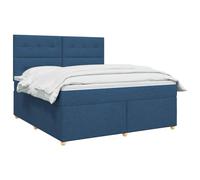 vidaXL Cama Box Spring con colchón con cabecera Azul 180 x 200 cm Tela
