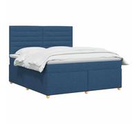 vidaXL Cama Box Spring con colchón con cabecera Azul 180 x 200 cm Tela