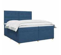 vidaXL Cama Box Spring con colchón con cabecera Azul 200 x 200 cm Tela