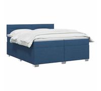 vidaXL Cama Box Spring con colchón con cabecera Azul 200 x 200 cm Tela