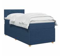 vidaXL Cama Box Spring con colchón con cabecera Azul 90 x 190 cm Tela