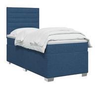 vidaXL Cama Box Spring con colchón con cabecera Azul 90 x 190 cm Tela, Muebles de Dormitorio, Cama Moderna, somier, Marco Ajustable, Comodidad al Dormir, Estilo para casa