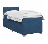 vidaXL Cama Box Spring con colchón con cabecera Azul 90 x 200 cm Tela, Cama Moderna con Base, cabecera Ajustable, Soporte cómodo, Espacio de sueño y Decoraciones geniales