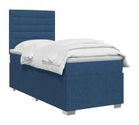 vidaXL Cama Box Spring con colchón con cabecera Azul 90 x 200 cm Tela, Cama con somier, Moderna y Ajustable, Espuma cómoda, solución de sueño Genial, Montaje de colchón Aislante