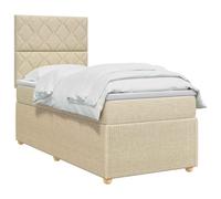 vidaXL Cama Box Spring con colchón con cabecera Crema 80 x 200 cm Tela
