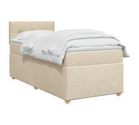vidaXL Cama Box Spring con colchón con cabecera Crema 90 x 190 cm Tela