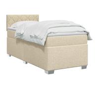 vidaXL Cama Box Spring con colchón con cabecera Crema 90 x 190 cm Tela