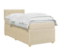 vidaXL Cama Box Spring con colchón con cabecera Crema 90 x 200 cm Tela