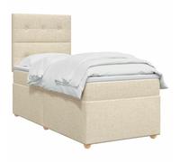 vidaXL Cama Box Spring con colchón con cabecera Crema 90 x 200 cm Tela, Muebles Modernos para el Dormitorio, Cama Ajustable, colchón cómodo, solución de sueño Elegante