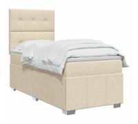 vidaXL Cama Box Spring con colchón con cabecera Crema 90 x 200 cm Tela