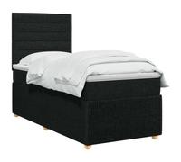 vidaXL Cama Box Spring con colchón con cabecera Negro 80 x 200 cm Tela, Dormitorio Moderno, Cama tapizada, cabecera Ajustable, colchón de resortes, Base de Listones cómoda
