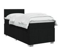 vidaXL Cama Box Spring con colchón con cabecera Negro 80 x 200 cm Tela, Cama Moderna con cabecera Ajustable, colchón de firmeza Media, sueño cómodo, Mueble Elegante para tu Dormitorio