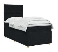 vidaXL Cama Box Spring con colchón con cabecera Negro 90 x 190 cm Tela | Altura individual para una comodidad personalizada, fija y duradera para un uso prolongado, ofrece un mejor contorno y