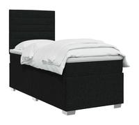 vidaXL Cama Box Spring con colchón con cabecera Negro 90 x 200 cm Tela, Cama con somier, Moderna y Ajustable, Espuma cómoda, solución de sueño Genial, Montaje de colchón Aislante
