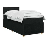 vidaXL Cama Box Spring con colchón con cabecera Negro 90 x 200 cm Tela, Cama Moderna con Resorte, cabecero Ajustable, Marco Acolchado, solución de colchón Firme y cómodo