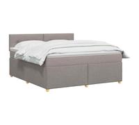 vidaXL Cama Box Spring con colchón con cabecera Topo 140 x 200 cm Tela, Cama Moderna con somier, cabecero Ajustable, colchón Firme, Mueble Ideal para Dormir Bien