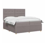 vidaXL Cama Box Spring con colchón con cabecera Topo 140 x 200 cm Tela, Dormitorio Moderno, Cama tapizada, cabecera Ajustable, colchón de resortes, Base de Listones cómoda