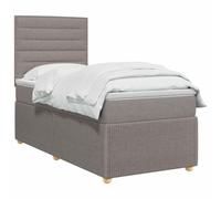 vidaXL Cama Box Spring con colchón con cabecera Topo 90 x 200 cm Tela, Dormitorio Moderno, Cama tapizada, cabecera Ajustable, colchón de resortes, Base de Listones cómoda