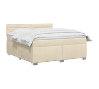 vidaXL Cama Box Spring con colchón Crema 140 x 190 cm Tela, Cama Moderna con Base, cabecera Ajustable, Soporte cómodo, Espacio de sueño y Decoraciones geniales