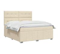 vidaXL Cama Box Spring con colchón Crema 140 x 200 cm Tela, Cama con somier, Moderna y Ajustable, Espuma cómoda, solución de sueño Genial, Montaje de colchón Aislante