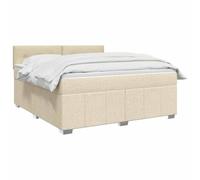 vidaXL Cama Box Spring con colchón Crema 140 x 200 cm Tela, Cama Moderna con cabecera Ajustable, colchón de firmeza Media, sueño cómodo, Mueble Elegante para tu Dormitorio