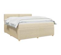 vidaXL Cama Box Spring con colchón Crema 180 x 200 cm Tela, Cama Moderna con Resorte, cabecero Ajustable, Marco Acolchado, solución de colchón Firme y cómodo