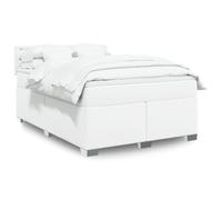 vidaXL Cama Box Spring con colchón Cuero sintético Blanco 140x200cm