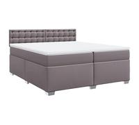 vidaXL Cama Box Spring con colchón Cuero sintético Gris 200x200 cm, boxspring, Camas con somier, Muebles de Dormitorio, Cama con somier, Cama