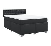 vidaXL Cama Box Spring con colchón Cuero sintético Negro 160x200 cm, boxspring, Camas con somier, Muebles de Dormitorio, Cama con somier, Cama