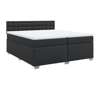 vidaXL Cama Box Spring con colchón Cuero sintético Negro 200x200 cm, boxspring, Camas con somier, Muebles de Dormitorio, Cama con somier, Cama
