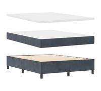 vidaXL Cama Box Spring con Colchón de Terciopelo y Banco Gris Oscuro 140X200 cm | Estilo Clásico con Botones de Cristal Ensamblaje Fácil Ideal para Dormitorios y Habitaciones de Invitados Ropa de Ca