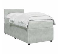 vidaXL Cama Box Spring con colchón Gris Claro 100 x 200 cm Terciopelo, Cama de Box Spring Moderna, cabecera Ajustable cómoda, tapizada en Terciopelo, Mueble Elegante Que Ahorra Espacio