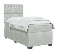vidaXL Cama Box Spring con colchón Gris Claro 100 x 200 cm Terciopelo, Cama Moderna para Dormitorio, Terciopelo, cabecera Ajustable, colchón Firme, sueño reparador, Ideas de Muebles
