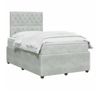 vidaXL Cama Box Spring con colchón Gris Claro 120 x 190 cm Terciopelo, Cama Moderna, Base de resortes, Ajustable con colchón, Marco de diseño, Descanso cómodo en casa