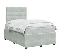 vidaXL Cama Box Spring con colchón Gris Claro 120 x 200 cm Terciopelo, Cama Moderna, Base de resortes, Ajustable con colchón, Marco de diseño, Descanso cómodo en casa
