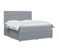 vidaXL Cama Box Spring con colchón Gris Claro 140 x 190 cm Tela, Dormitorio Moderno, Cama tapizada, cabecera Ajustable, colchón de resortes, Base de Listones cómoda
