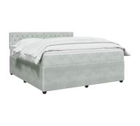 vidaXL Cama Box Spring con colchón Gris Claro 140 x 190 cm Terciopelo, Cama de Box Spring Moderna, cabecera Ajustable cómoda, tapizada en Terciopelo, Mueble Elegante Que Ahorra Espacio