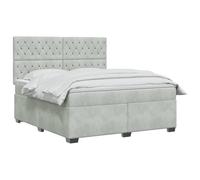 vidaXL Cama Box Spring con colchón Gris Claro 140 x 190 cm Terciopelo, Cama Moderna para Dormitorio, Terciopelo, cabecera Ajustable, colchón Firme, sueño reparador, Ideas de Muebles