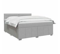 vidaXL Cama Box Spring con colchón Gris Claro 140 x 200 cm Tela, Cama Moderna con cabecera Ajustable, colchón de firmeza Media, sueño cómodo, Mueble Elegante para tu Dormitorio