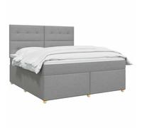vidaXL Cama Box Spring con colchón Gris Claro 140 x 200 cm Tela, Muebles Modernos para el Dormitorio, Cama Ajustable, colchón cómodo, solución de sueño Elegante